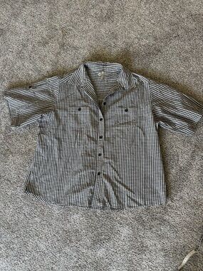 White Stag Black and White Gingham Button-Down Shirt 99% Cotton